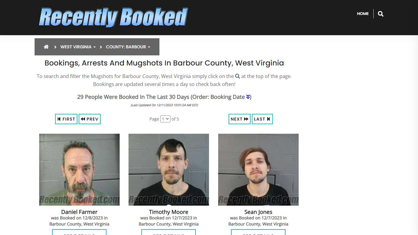 Bookings, Arrests and Mugshots in Barbour County, West Virginia