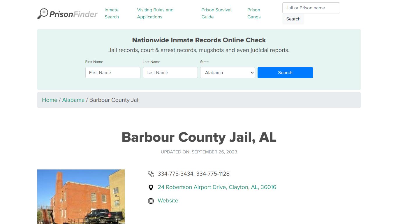 Barbour County Jail, AL Inmate Search, Mugshots, Visitation, Phone no ...